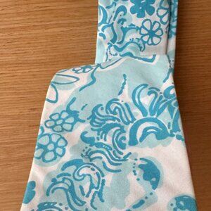 Lilly Pulitzer 100% Cotton Light Blue Awesome Pattern Tie